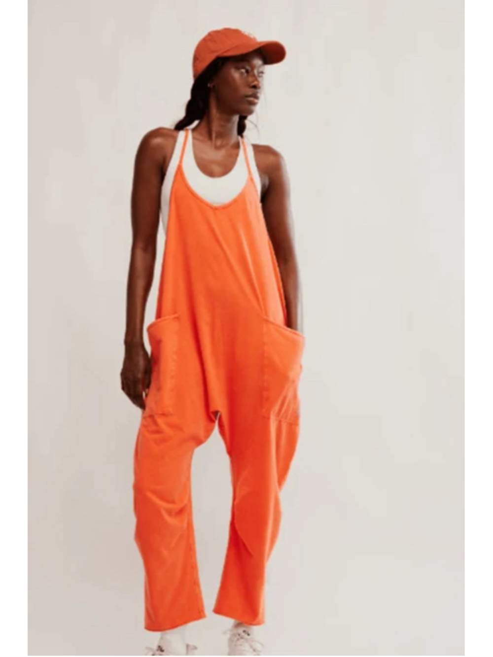 Free People Women's Orange Hot Shot Jumpsuit Size M Pumpkin